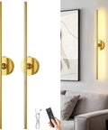 Straight Up Game Changer Wireless Wall Sconces Set Of Two Rechargeable 10000Mah Battery Light With Adjustable Brightness, gold finish.