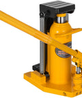 Heavy Duty Air Hydraulic Toe Lift Jack Built For Zero Hassle Lifting And Smooth Garage Operation Perfect For Auto Repairs and weekend gearheads, showing a yellow hydraulic jack.