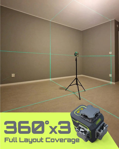 3D Laser Level Self Leveling 360 Degree Green Beam Cross Line For Construction And Picture Hanging on stand in room setup
