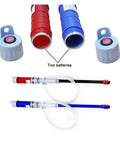 Portable Battery Fuel Transfer Pump For Vehicle Maintenance With Auto Shutoff And Leak Proof Design showcasing hoses and battery caps.
