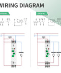 Wiring diagram for Go-To Programmable Time Relay Delay On Off 10A Industrial Timer with DIN rail mount, GRT6-M1 and GRT6-M2 models.