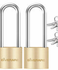Two Pack Keyed Padlocks With Keys, Extra Long 2-3/8 Inch Shackle, Solid Brass Copper Body, Waterproof Outdoor Lock For Warehouse, Toolbox, Hasp, Gym, Locker, Sheds, Built Tough And Weatherproof padlocks with keys