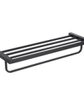Stelios Matte Black Bathroom Shelf With Towel Bar Built To Last Solid Brass Construction Rugged And Rust Resistant Finish KEA 19942MB