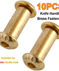 10 Pieces Brass Knife Handle Rivets Set For 5mm Holes With Round Head Hex Bolts Pins Screws Locks Great For DIY Knife Making And Custom Handle Builds
