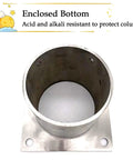 Built Tough Hella Durable Stainless Steel Post Base Anchor Bracket For Fence And Round Pole Support With Quick Bolt Down Mounting For Rugged Outdoor Work Sites, enclosed bottom view.