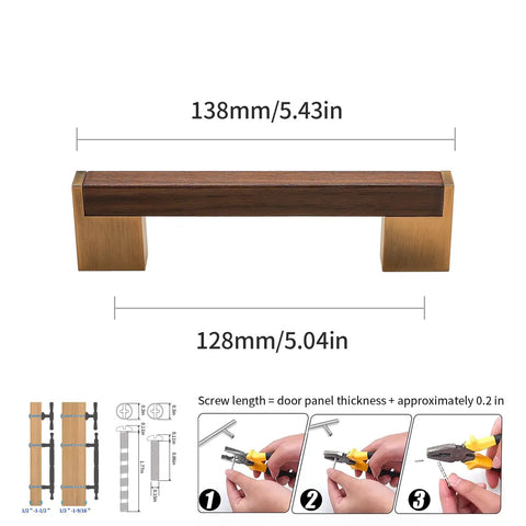 Bronze Walnut Zinc Alloy Cabinet Pull 5 Inch Center To Center 128mm 4 Pack Durable Drawer Knobs for easy installation guide.
