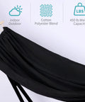 2 In 1 Hammock With Stand Portable Hammock And Swing Chair No Tools Assembly Black fabric detail with capacity icons