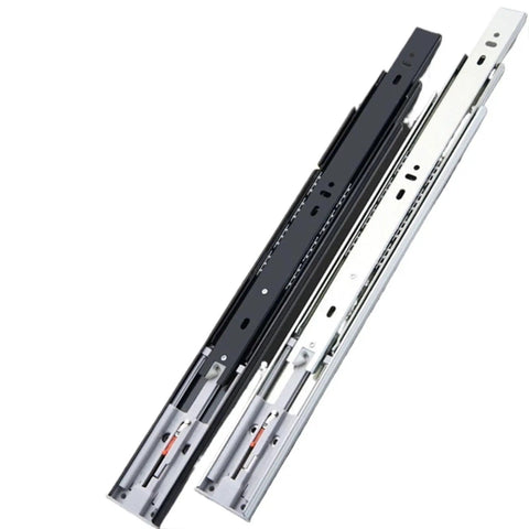 Full Extension Drawer Slides With No Squeak Glide, Three Section Full Extend, Rebound Damping For Smooth Open, 14 Inch Length
