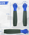 3 Pair Long Waterproof Gloves For Heavy Duty Work Reusable PVC Chemical Resistant 28 Inch Padded Cotton Lined Acid And Oil Resistant Durable Rubber Gloves For Home Garden Jobsite