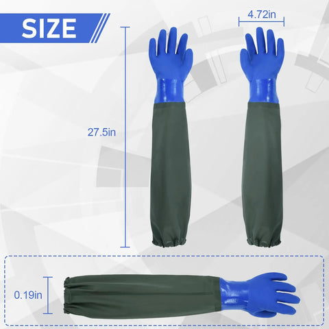 3 Pair Long Waterproof Gloves For Heavy Duty Work Reusable PVC Chemical Resistant 28 Inch Padded Cotton Lined Acid And Oil Resistant Durable Rubber Gloves For Home Garden Jobsite