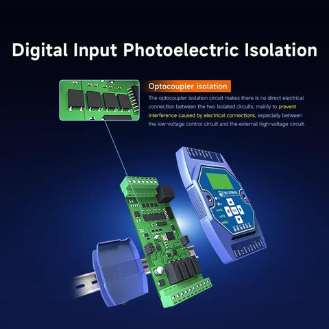 Digital Input Photoelectric Isolation in 4DI 2AI 2DO RS485 RJ45 Analog and Digital IO Module for Modbus TCP RTU Networking