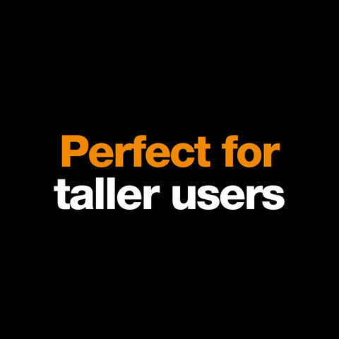 Text image stating 'Perfect for taller users', promoting 36 Inch Heavy Duty Wood Splitting Axe with Shock Absorbing Handle and Forged Steel Blade.