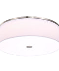 Flush Mount Ceiling Light With Brushed Nickel Finish And Linen Drum Shade 20 Inch LED Fixture Delivers 2000 Lumens