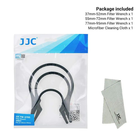 Three Pack Camera Lens Filter Wrench Kit with Easy Grip for Fast No Fuss Removal of Jammed UV CPL ND Filters, package contents shown