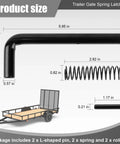Premium Heavy Duty Trailer Gate Spring Latch Repair Kit Two Pack with L-shaped pin and spring size details.