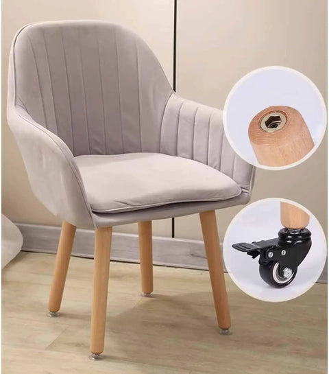 Tough As Nails Beech Wood Furniture Legs With Smooth Roll Casters And Secure Lock Brakes Adjustable Replacement Feet for a chair.