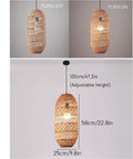 LQZCXMF Living Room Rattan Pendant Light 22.8" H Large Wicker Lamp Shade with adjustable height and woven bamboo design.