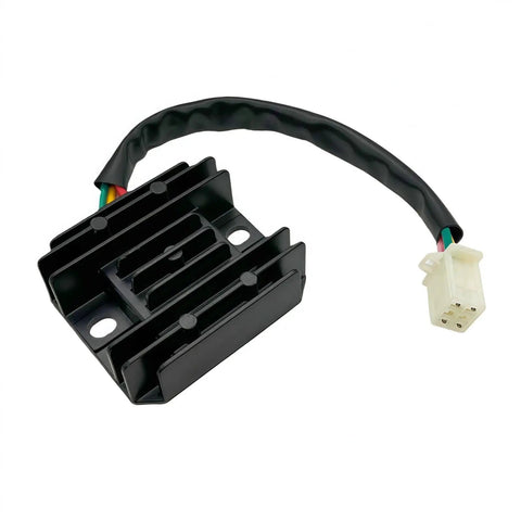 4 pin voltage regulator rectifier from 6 Pin AC CDI Box With Ignition Coil 2x A7TC Spark Plugs kit, for scooters and ATVs, black