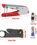 3 In 1 Coax Cable Crimping Tool Kit with 20 pcs F Type RG59 RG6 Compression Connectors and Coaxial Cable Stripper shown