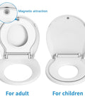 Round Toilet Seat With Built In Toddler Seat For Potty Training Fits Adults And Kids Slow Close Quiet Lid With Magnets Easy Install