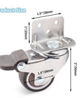 Front view of 4 Pack 1.5 Inch L Shaped Swivel Casters With Brakes Quiet TPE Rubber Wheels Metal Housing Replacement Caster.