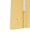Close-up of insert plate from Precision Router Table Lift System Height Adjustment Base with sliding ruler, aluminum material.