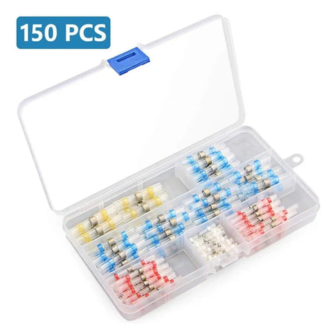 Top Quality 150 Pc Mixed Heat Shrink Terminals Solder Sleeve Kit For Quick Electrical Wire Insulation And Secure Splice Connections To Upgrade Any DIY Gear, 150 pcs in storage case