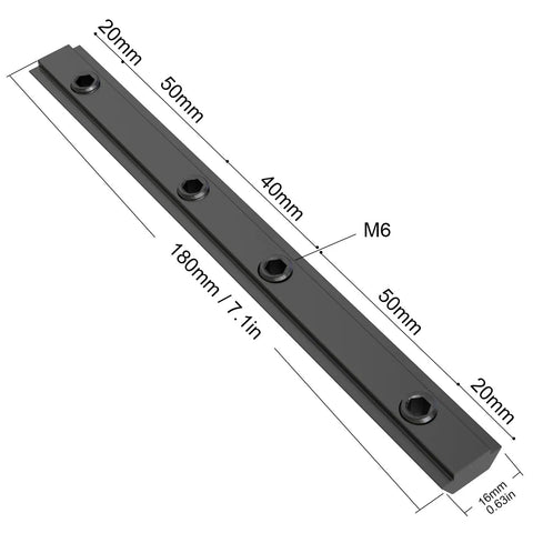 Diagram showing dimensions of a 4 Pack 3030 Aluminum Profile Straight Line Connector With M6 Screws, black plated for 6mm T-Slot Extrusion.