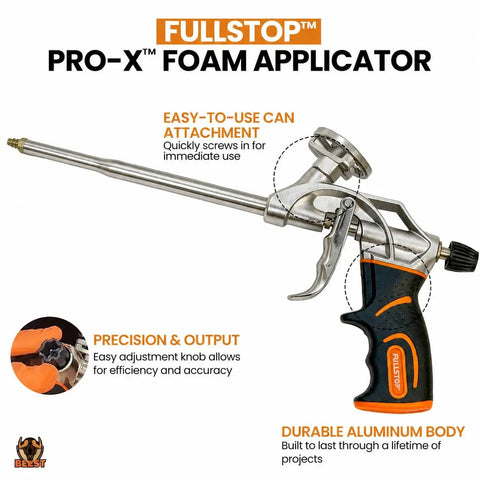 Heavy Duty Spray Foam Insulation Kit Class A Fire Rated R Value 8 24 Thermal Blocker pro-X foam applicator with metal nozzle.