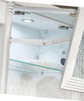 Two Pack 10 Inch 100N Gas Spring Cabinet Hinges With Soft Close supporting a white wooden cabinet door in kitchen