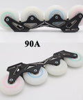 Inline Skate Wheels 72mm 76mm 80mm 90A Hardness 8 Pack With Bearings For Outdoor And Indoor Use White Durable PU Replacement Wheels