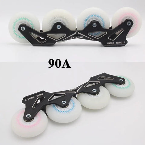 Inline Skate Wheels 72mm 76mm 80mm 90A Hardness 8 Pack With Bearings For Outdoor And Indoor Use White Durable PU Replacement Wheels