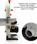 Hella Flexible 8 Inch Vertical Table Band Saw With Variable Speed Motor And 45 Degree Tilting Bench for quiet woodworking.