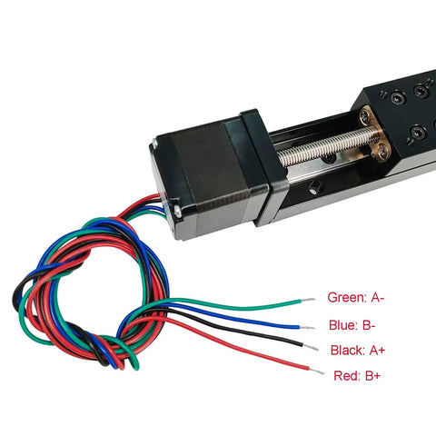 Slick Mini Linear Rail Guide Slide Actuator 250mm Stroke With T6x1 Lead Screw And NEMA 11 Stepper Motor wiring details