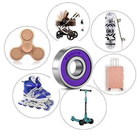 ABEC 9 Chrome Steel Skateboard Bearings 16 Pack For Longboards Skates Scooters And Roller Skates Purple Color with toys and gear
