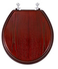 Durable Round Wood Toilet Seat With Chrome Hinges Fits Standard American Toilets 17 By 15 Inches Natural Wood Veneer Built