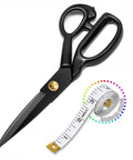 9 Inch Heavy Duty Fabric Sewing Scissors Tailor Shears For Pros Premium High Carbon Steel Blades With Ergonomic Comfort Grip For Precise Cutting Of Garments Quilting And Craft Projects, black blades