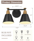 Two Pack Matte Black Vanity Light Fixtures With Hammered Metal Shade For Mirror Bath Kitchen And Bedroom Wall Lamps That Look Dope 2 Lights Per Pack E26 Base Compatible, dimensions illustrated