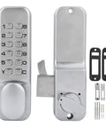 Durable Mechanical Combination Lock With 1 To 11 Digit Code, No Power Needed, Zinc Alloy Chrome Plated Housing, lock components shown