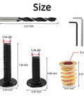 Pro Grade Wood Furniture Hardware Kit With 40 1/4-20 Threaded Inserts, 16 Bolts 1-1/4 In, 24 Bolts 3/4 In, 9mm Drill Bit And Hex Wrench For Fast, Solid Assembly And Easy Furniture Repairs components sizes