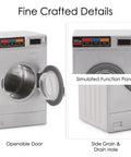 Dead On Realistic 1:12 Scale Mini Drum Washing Machine For Dollhouse Kitchen Setup showing openable door and function panel details.