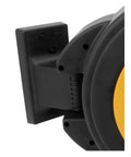 Side view of wall-mounted Enclosed 3 By 8 Inch By 50 Foot Air Hose Reel With Auto Retract And Stop Anywhere Locking Spring Powered Drive