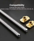 8mm T8 Trapezoidal Lead Screws Kit, 365mm Length, 2mm Pitch, Brass Nut, Pack Of 2, Ready To Bolt On For 3D Printers CNC And Linear Actuators, Great DIY Upgrade Or Replacement, with two lead screws and brass nuts