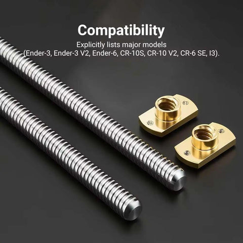 8mm T8 Trapezoidal Lead Screws Kit, 365mm Length, 2mm Pitch, Brass Nut, Pack Of 2, Ready To Bolt On For 3D Printers CNC And Linear Actuators, Great DIY Upgrade Or Replacement, with two lead screws and brass nuts