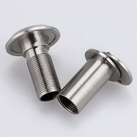 Solid Brass 220 Degree Door Viewer With Rotating Privacy Cover for 1.38-2.17 Inch Doors, close-up view of silver peephole