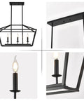 Three Light Black Farmhouse Pendant Chandelier For Dining Room Over Table Industrial Linear Lantern Lighting Fixture For Kitchen Island Dimmable With E12 Bulbs Not Included