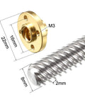 Stainless Steel T8 Lead Screw Rod 8Mm Dia 100Mm Length With Copper Nut 12 Lead Trapezoidal Thread For 3D Printer Z Axis 2 Pcs