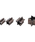 Leather Die Set For Cutting Pentagrams In Four Sizes With Star Shape Transfer Punches, metal cutting dies displayed