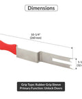 Built Tough Stainless Steel Emergency Access Tool Featuring Universal Door Unlock Design And Non Slip Rubber Grip Sleeve For Reliable Maintenance Jobs And Quick Service Calls, 10-1/4" length.