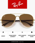 Unisex Aviator Sunglasses Gold Frame With Clear Gradient Brown Lenses 58mm UV Protection Classic RB3675 Style For Men And Women